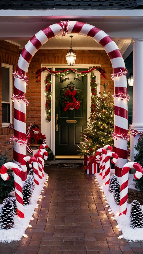 Get ahead this holiday season with our ultimate guide to Christmas porch decor ideas. Discover the latest trends and timeless tips for creating a stunning entrance. Outdoor Porch Decor Christmas, Classy Christmas Yard Decor, Christmas Rooftop Decorations Outdoor, Northpole Christmas Decorations Outdoor, Christmas Front Of House, Front Deck Christmas Decor, Christmas Decor For Outside Of House, Christmas Decorations House Outdoor, Pergola Christmas Decorations