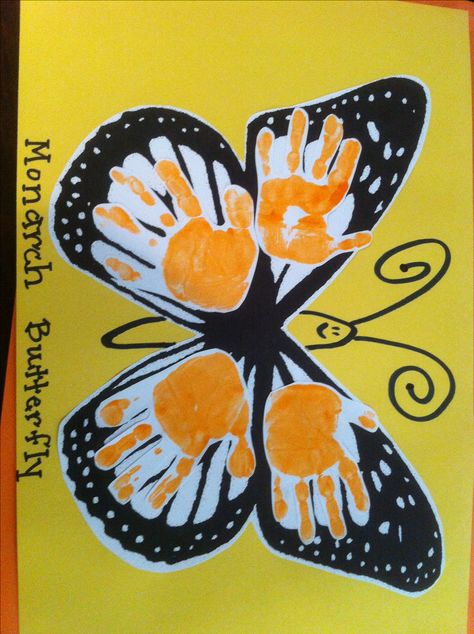 Monarch Butterfly Kids Crafts : 9 Monarch Butterfly Craft ... Foot Print Art, Butterfly Crafts For Kids, Stick Puppet, Monarch Butterflies Art, Texas Theme, Butterfly Project, Baby Art Projects, Footprint Crafts, Toddler Art Projects