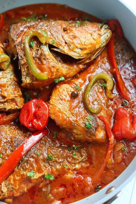 Caribbean Stewed Fish - Cooking With Claudy Stew Fish Recipe Jamaican, Bluegill Recipe, Whole Red Snapper Recipes, Stewed Fish, Caribbean Spices, Whole Red Snapper, Easy Seafood Dinner, Baked Pork Loin, Snapper Recipes