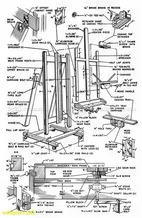 Artist Easel Plans, Easel Tv Stand, Sketchup Woodworking Plans, Tv Stand Plans, Diy Easel, Painting Easel, Art Studio Organization, Artist Easel, Art Studio Design