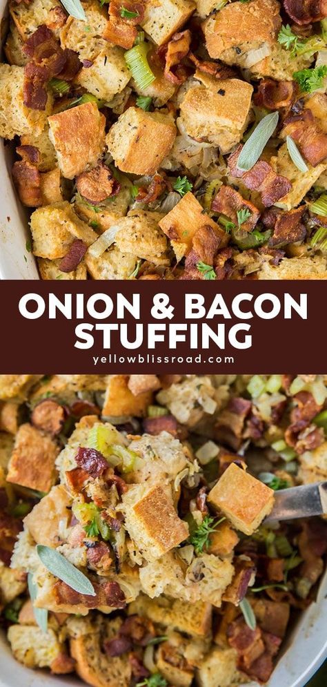 Bacon Stuffing, Traditional Stuffing Recipe, Classic Stuffing Recipe, Best Stuffing Recipe, Quiche Vegan, Stuffing Recipes For Thanksgiving, Thanksgiving Dinner Menu, Thanksgiving Stuffing, Thanksgiving Recipes Side Dishes