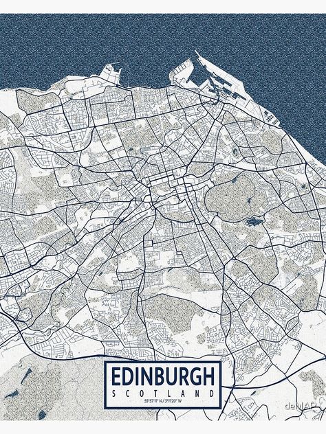 "Edinburgh City Map of Scotland - Coastal" Poster by deMAP | Redbubble Edinburgh Map, Map Of Scotland, Scotland Map, Edinburgh City, Urban Street Art, Coastal Cities, I Want To Travel, City Maps, Map Poster