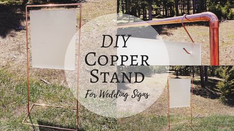 DIY copper stand tutorial on my Youtube ✨ #diy #youtube #tutorial #wedding #signs #copper #howtomake Copper Sign Stand Diy, Copper Wedding Sign Stand Diy, Acrylic Signs Wedding Diy, Diy Wedding Stand Sign, Acrylic Sign Holder Diy, Diy Acrylic Sign Stand, Circuit Diy Wedding, Diy Wedding Stand, Sign Holder Stand Diy