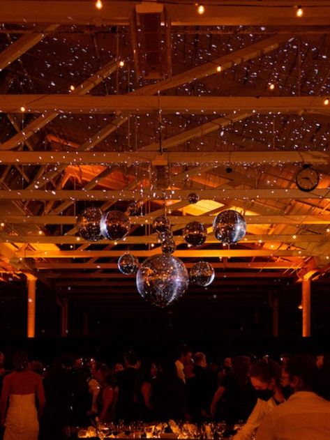 new years eve wedding. winter wedding lighting. wedding reception ideas. dance floor. wedding reception decor. new years eve party. disco ball decor. Over Dance Floor Decor, Wedding Reception Dancing Aesthetic, New Years Eve Wedding Ideas Decorations, Wedding After Party Dance Floor, Disco Balls Dance Floor, Disco Ball Wedding Decor Dance Floors, Winter Wedding Dance Floor, Wedding Party Lights, Wedding Dance Floor Disco Ball