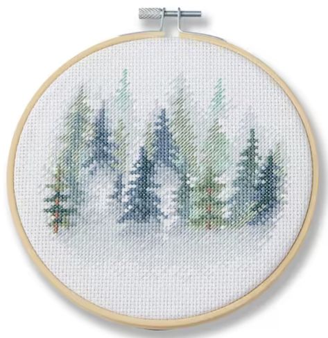 Forest Embroidery Pattern, Winter Cross Stitch Patterns, Cross Stitch Forest, Cross Stitch Gifts Ideas, Bullion Embroidery, Wedding Cross Stitch, Xmas Cross Stitch, Nature Cross Stitch, Winter Cross Stitch