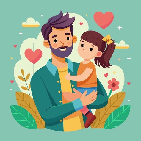 Father Carrying Daughter, Fathers Day Clipart, About Father, People References, Islamic Cartoon, Logo Psd, Father And Daughter, Technology Icon, Family Posing