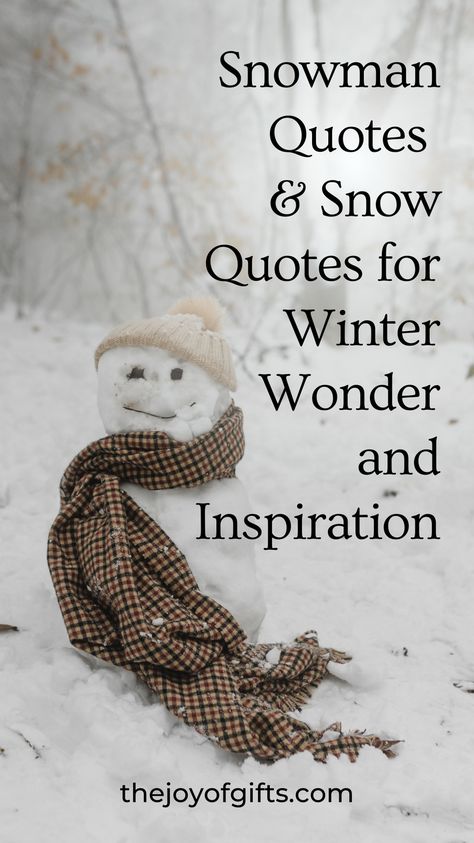 Looking for some snowman quotes or snow quotes for wintry inspiration? Check out The Joy of Gifts to see a collection that features literary snowman quotes and beautiful snow quotes that will make you long for winter. These quotes will help you pause to appreciate the wonder of snow and the magic of snowmen! Winter Magic Quotes, Snowman Signs And Sayings, Frosty The Snowman Sayings, Snowy Morning Aesthetic, Winter Greetings Quotes, Frosty The Snowman Quotes, Snow Sayings Winter, Let It Snow Quotes, Inspirational Winter Quotes