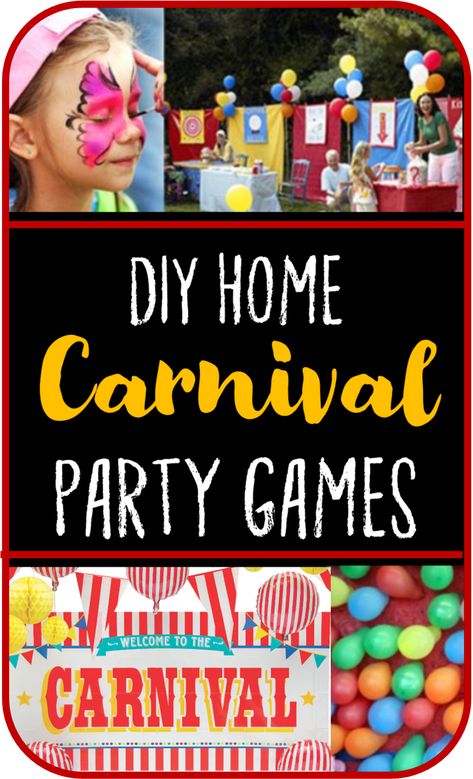 Games For Carnival Party, Carnival Yard Games, Quick Carnival Games, Carnival Games To Make, Carnival Themed Games For Kids, Inexpensive Carnival Games, Carnival Theme Names, Guessing Booth Carnival Game, Carnival Birthday Party Theme Fun Games