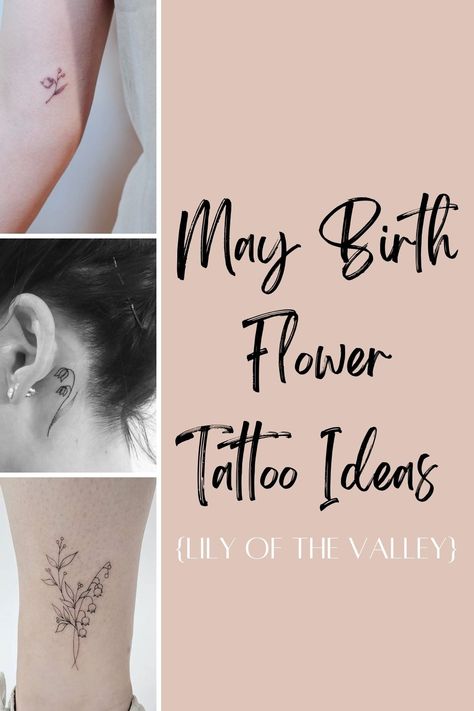 May Birth Flower Tattoo Ideas {Lily of the Valley} - Tattoo Glee Dainty May Flower Tattoo, Tattoo Of May Birth Flower, Tattoo Ideas For May Birthdays, Tattoo For May Birthday, Mays Birth Flower Tattoo, Lilly Of The Valley Tattoo Birth Flower With Name, Lily Of Valley Flower Tattoo, Birth Flower May Tattoo, May Birth Month Flower Tattoo