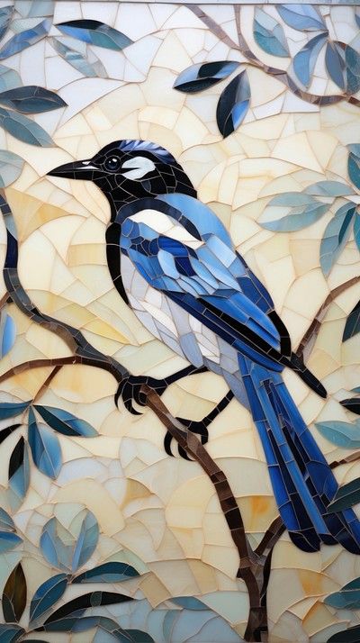 Mosaic Art Easy, Animal Mosaic Art, Bird Mosaic Patterns, Paper Mosaic Art, Bird Mosaic Art, Bird Mosaics, Mosaic Workshop, Magpie Mosaic, Mosaic Kookaburra