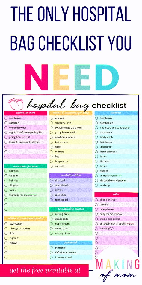 Are you ready for your baby's birth? Here's a hospital bag checklist  and printable that will help you get packing and have you ready for labor and delivery! via @makingofmom Labor And Delivery Bag Checklist, After Delivery Outfit For Mom, Baby Hospital Outfits, Baby Hospital Bag Checklist, Hospital Bag For Mom To Be, Baby Hospital Bag, Bag Checklist, Hospital Bag Checklist, Baby Checklist