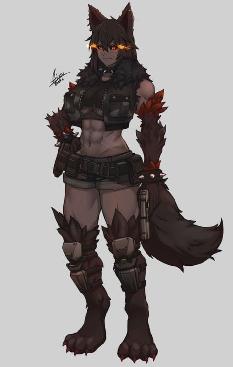 Female Hellhound, Blast To The Past, Werewolf Girl, Female Werewolves, Monster Girl Encyclopedia, X Male Reader, Werewolf Art, Anime Monsters, Modern Fantasy