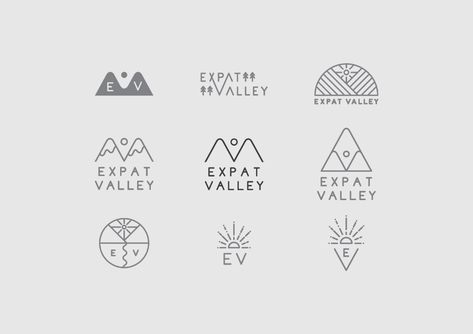 Valley Logo Design, Outdoorsy Branding, Villa Logo, Cave Logo, Retreat Logo, Valley Illustration, Swamp Lily, Valley Logo, Minimal Branding Design