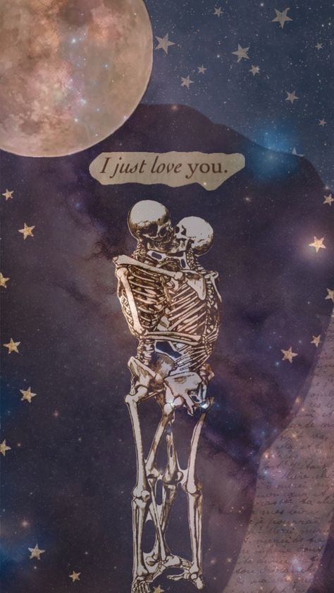 I just love you. #wallpaper #skeleton #love #nightsky Love Iphone Wallpaper, Wallpaper Skeleton, Skeletons In Love, Skeleton Love, I Just Love You, Iphone Wallpapers, Night Skies, Love Art, Just Love