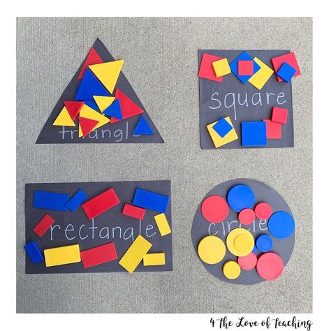 Shape Manipulatives Sort Shapes Nursery Activities, Shapes Centers Preschool, Shape Of Things Activities, Shapes Prek Activities, Recognizing Shapes Activity, Number And Shapes Activities, Sorting Shapes Preschool, Sorting By Shape Preschool, Maths Sorting Activities Year 1