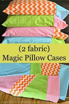 Follow this magic pillowcase tutorial for an easy to make but incredible looking pillow. I love that they can be made to fit any decor. Magic Pillowcase, Sewing Pillow Cases, Pillow Cases Tutorials, Magic Pillow, Fabric Pillows, Diy Sy, Pillow Cases Diy, Costura Diy, Pillowcase Pattern