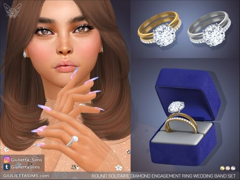 Sims 3 Wedding, Sims 4 Wedding Dress, Engagement Ring Wedding Band Set, Sims 4 Piercings, Engagement Rings Wedding Bands Set, Sims 4 Traits, Sims 4 Cc Kids Clothing, Play Sims 4, Solitaire Diamond Engagement Ring