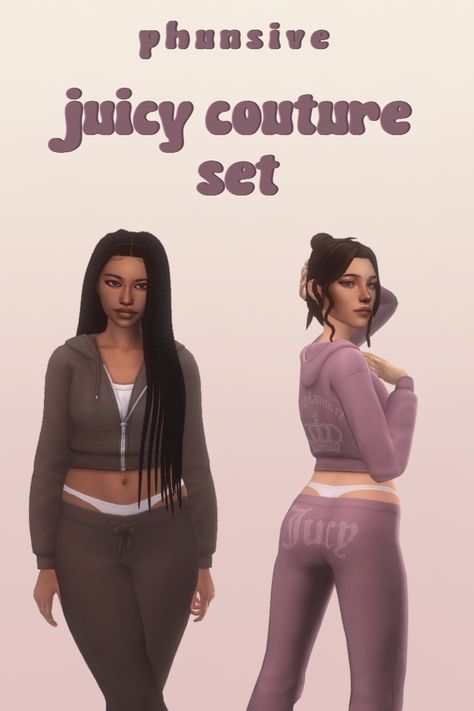 phunsive — juicy couture tracksuit set Sims 4 Cc Full Body Skin Details, Sims 4 Clothes Set, Sims 4 Cc Clothing Maxis Match, Sims 4 Cc Lululemon, Deerytrait Sims 4 Cc, Sims 4 Cc Sets, Juicy Tracksuit, Cc Shopping, San Myshuno