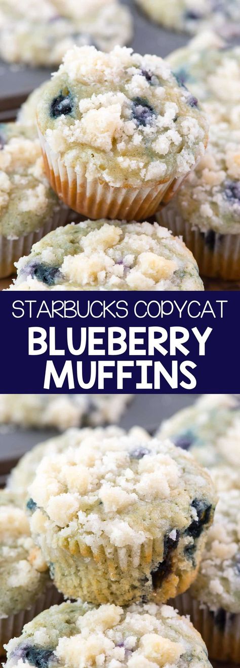 Starbucks Copycat Blueberry Muffins - this EASY blueberry muffin recipe is better than Starbucks and has a delicious streusel on top! EVERYONE loved these! Copycat Blueberry Muffins, Blueberry Muffin Recipe Easy, Blueberry Muffin Recipe, Easy Blueberry Muffins, Best Blueberry Muffins, Coconut Dessert, Brownie Desserts, Muffin Bread, Muffin Recipes Blueberry