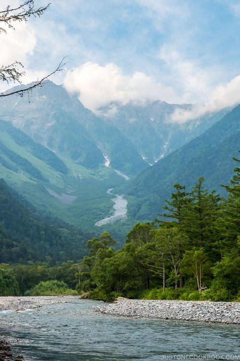 Kamikochi is a beautiful high mountain valley located in Chubu Sangaku National Park. Largely untouched by humans, the natural sceneries with tall mountain ranges, ponds, trees, and Azusa River is one of the most spectacular in Japan. #kamikochi #nagano #japan #nature | Japanese Recipes, Travel & More on JustOneCookbook.com Japan Nature Aesthetic, Japan Countryside, Nagano Prefecture, Nature Japan, Kamikochi, Japan Nature, Japanese Mountains, Japanese Nature, Nagano Japan