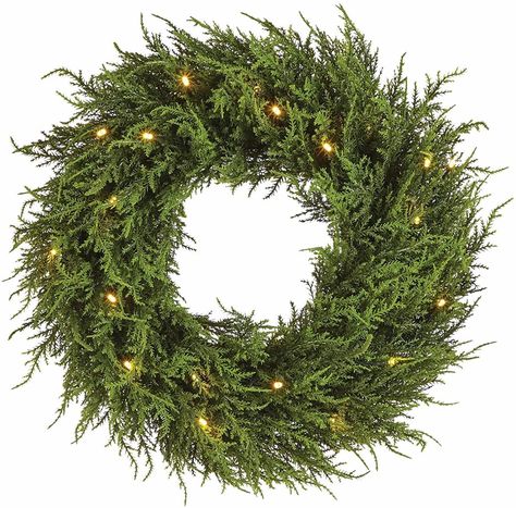 Sticking to classic neutral colors this Christmas? These 11 decor ideas are perfect for a classy holiday! Wreaths Videos, Fresh Christmas Wreath, Cedar Wreath, Christmas Wreaths With Lights, Pre Lit Wreath, Tires For Sale, Neutral Christmas Decor, Artificial Christmas Wreaths, Battery Operated Lights