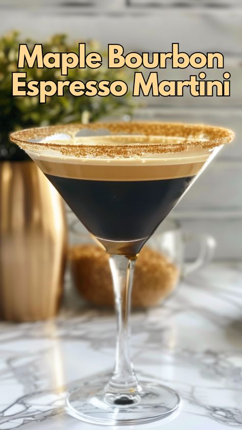 Maple Bourbon Espresso Martini Coffee And Bourbon Bar, Maple Bourbon Espresso Martini, Maple Espresso Martini, Maple Syrup Alcoholic Drinks, Bourbon Martini Recipes, Maple Liquor Cocktails, Maple Whiskey Drinks, Bourbon Espresso Martini, Espresso Cocktail Recipes