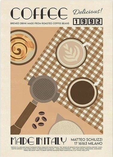 Drukarka 3d, Coffee Art Print, Something Nice, Coffee Poster, Cool Products, Vintage Poster Art, Room Posters, Coffee Art, Graphic Design Posters