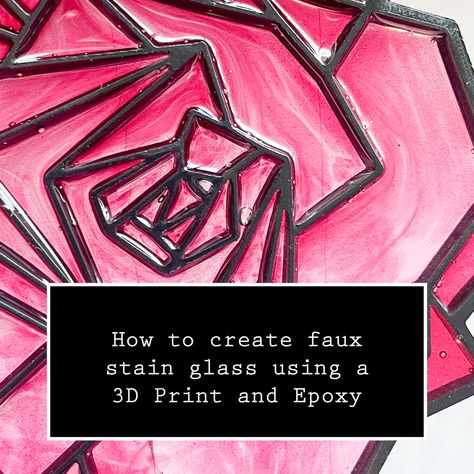 Epoxy stained glass rose Stained Glass Tutorial, Stained Glass Rose, Geometric Rose, 3d Ideas, Origami Rose, Glass Diy, Geometric Heart, Stained Glass Diy, Glass Molds