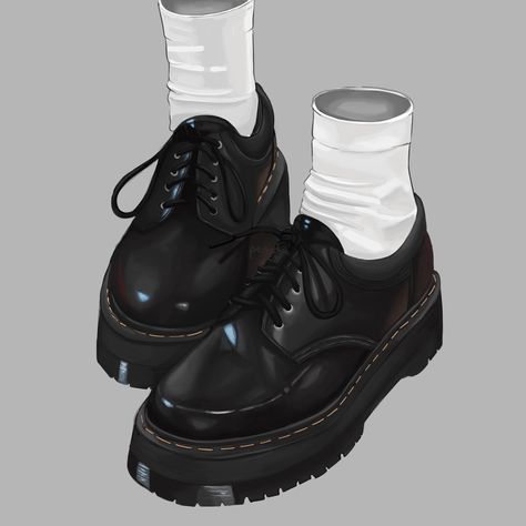 doc martens art realistic shading How To Draw Doc Martens, Doc Martens Drawing Reference, Chunky Shoes Drawing, Doc Martens Drawing, Realistic Shading, Artist Block, Vtuber Design, Dr Martens Platform, Clothes Reference