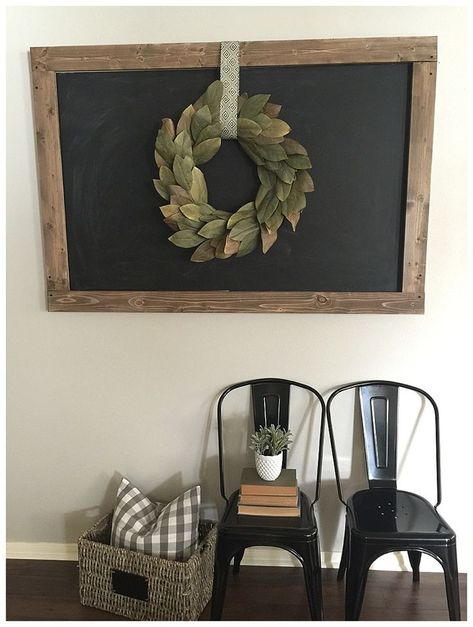 Blooming Nest, Farmhouse Chalkboard, Old Fashioned Christmas Decorations, Large Chalkboard, Number Wall, Nest Design, Foyer Decorating, Chalkboard Wall, Chalkboard Art