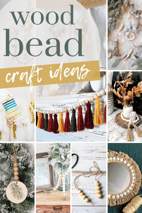 Transform ordinary wooden beads into stylish and personalized creations that add a touch of rustic charm to your home. Dive into the trend of boho-chic decor by crafting a stunning wood bead garland to adorn your mantle or create unique keychains that make for perfect handmade gifts. Wood Bead Crafts, Diy Boho Wall Decor, Wood Beads Jewelry, Wood Beads Diy, Wood Bead Chandelier, Yarn Wall Art, Bead Crafts Diy, Polymer Clay Ornaments, Wooden Bead Garland