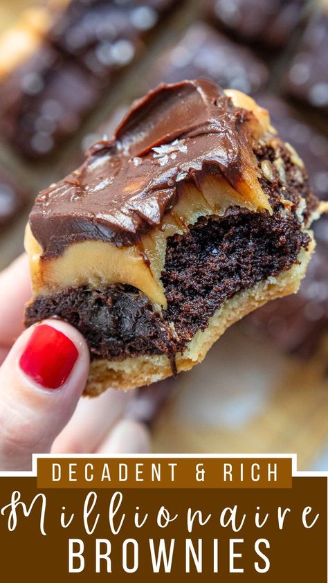 Million Dollar Shortbread Bars, Savory Chocolate Recipes, Millionaire Brownies, Sweet Slices, Brownie Desserts Recipes, Caramel Dessert Recipes, Brownies Recipe Homemade, Disney Recipes, Buttery Shortbread