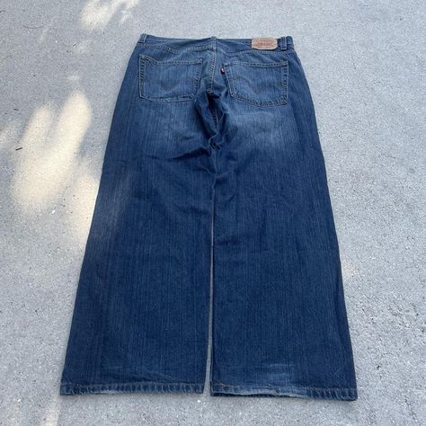 Vintage Y2K Levis 569 Dark Wash Faded Wide Leg Baggy... - Depop Wide Leg Baggy Jeans, Levis 569, Baggy Jeans, Vintage Y2k, Wide Leg