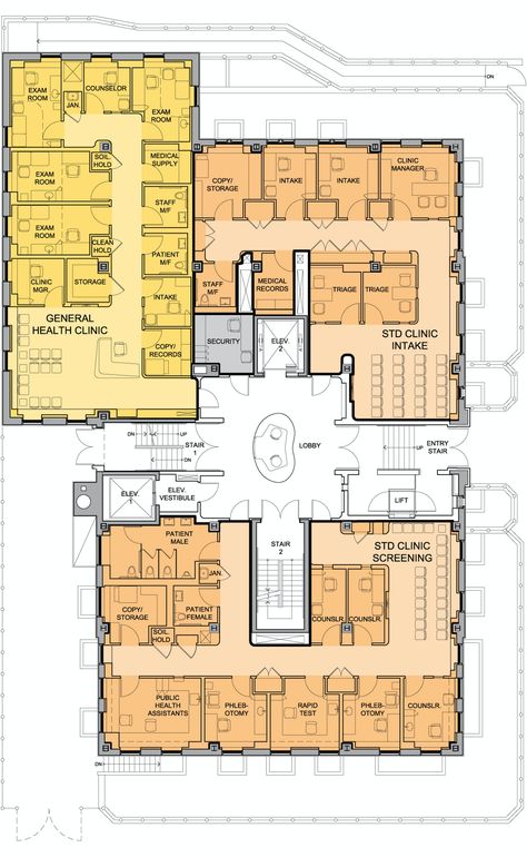 First Floor Plan Hospital Floor Plan, Commercial Building Plans, School Floor Plan, Medical Clinic Design, Hospital Design Architecture, Hospital Plans, Modern Hospital, First Floor Plan, Hospital Architecture