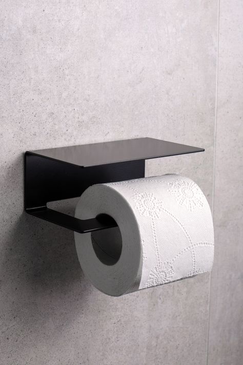 Black toilet roll holder, toilet paper holder with phone shelf, steel, metal, minimalist bathroom accessories, left, right Black Bathroom Toilet Paper Holder, Toilet Paper Holder Black, Recessed Toilet Paper Holder Black, Toilet Paper Holder Black Modern, Phone Shelf, Black Double Toilet Paper Holder, Toilet Roll Holder Black, Modern Toilet Paper Holders, Metal Minimalist