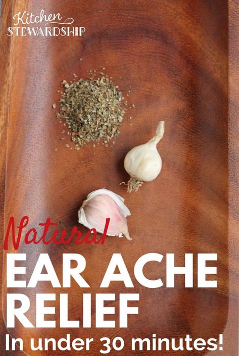 Natural Home Remedy to Relieve Earaches in 30 Minutes or Less (Garlic Mullein ear oil). Heal an earache in 30 minutes or less with this home remedy, perfectly natural, safe for kids or adults. #naturalremedies #naturalhealth Ear Ache Relief, Earache Remedies, Ear Oil, Ear Ache, Natural Headache Remedies, Natural Remedy, Natural Health Remedies, Natural Home Remedies, Natural Home