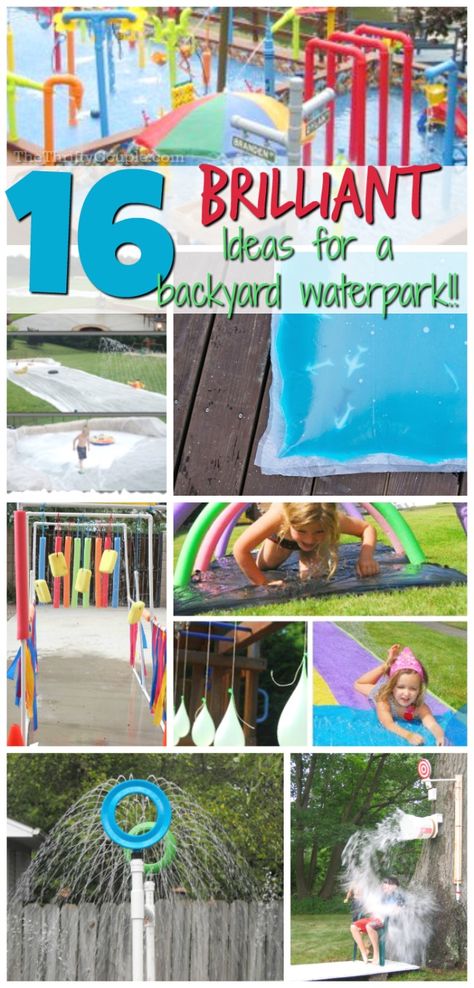 16 Brilliant Ideas to Create Your Own DIY Backyard Waterpark Backyard Waterpark, Backyard Water Park, Water Play Ideas, Backyard Water Fun, Water Play Activities, Backyard Water Parks, Water Play For Kids, Outdoor Water Activities, Backyard Activities