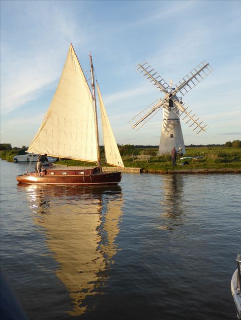 On the Norfolk Broads. Norfolk Broads Landscapes, Windy Miller, Elizabeth Queen Of England, Queens Guard, Norfolk Island, Norfolk Broads, Norfolk Coast, British Summer, Watercolor Landscape Paintings