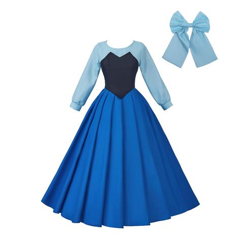 PRICES MAY VARY. Include: dress, headwear. Material: Made by high quality polyester. Size: US Women Size. Please refer to OUR size chart. Occasions: Perfect for Halloween, Ball Gown, Drama, School Performance, Masquerade, Birthday Party, fancy dress party etc. Please note below size is body size, we will add extra tolerance on it.   women XS size  height size:61-63'' chest size:32-33'' waist size:24-25'' hip size:34.5-35.5''    women S size  height:63-65'' chest size:34-35'' waist size:26-27'' h Sewing Costumes Women, Ariel Blue Dress Costume, Cute Halloween Costumes Modest, Simple Disney Costumes For Women, Womens Disney Costumes, Easy Villain Costumes, Blue Dress For Birthday, Dress For Birthday Party Women, Women’s Cute Halloween Costumes