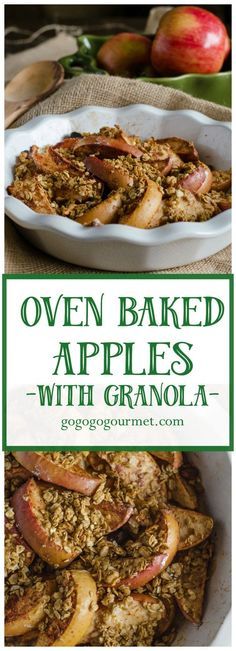 Oven Baked Apples with Granola via @Go Go Go Gourmet Baked Apples With Granola, Apples And Granola, Baked Apple Granola, Oven Baked Apples, Ninja Combi, Baking Apples, Oven Baked Apple, Apple Granola, Oven Ideas