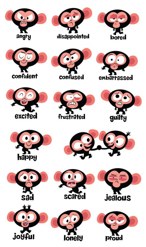 monkey emotions ~ Visual Phooey Chimps ~ CHRIS GARBUTT #cartoons Monkey Illustration, Monkey Logo, Cartoon Monkey, Nostalgic Art, Monkey Art, 캐릭터 드로잉, Face Expressions, Mascot Design, Character Design Animation