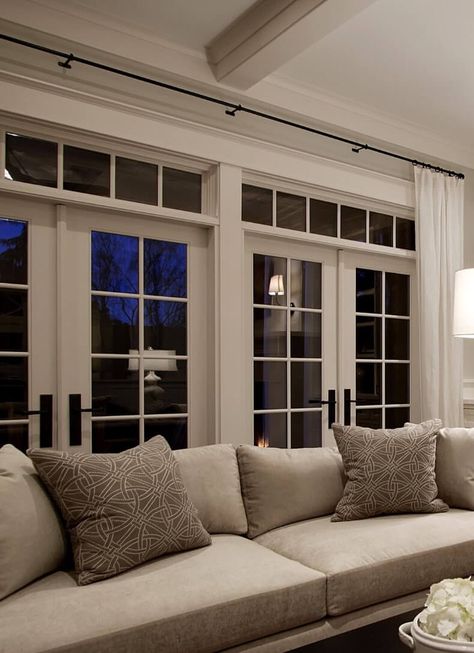 Curtains With French Doors, Curtains Over Double Doors, Drapes Over French Doors, Drapes On French Doors, Curtains Over French Doors Living Room, Curtain On French Doors, French Doors Curtains Ideas, Window Treatments French Doors, French Doors With Curtains