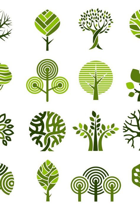 Plants Graphic Design, Natural Graphic Design, Tree Graphic Illustration, Eco Graphic Design, Plant Graphic Design, Landscape Logos, Tree Logo Ideas, Landscape Logo Design, Sustainability Logo