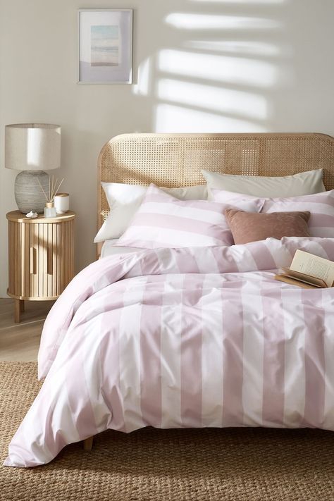 Light Pink Bedding, Pink Bed Sheets, Striped Bedroom, Stripe Bedding, Monochrome Color Palette, Striped Bedding, Blue Duvet, Striped Duvet, Striped Duvet Covers