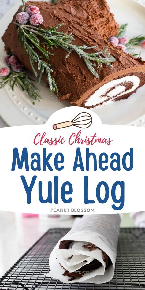 Yule Log Cake Christmas Yule Log Cake, Yule Log Cake Recipe, Yule Log Recipe, Easy Christmas Cake Recipe, Christmas Yule Log, Chocolate Yule Log, Yule Log Cake, Cake Roll Recipes, Pumpkin Chocolate Chip Bread