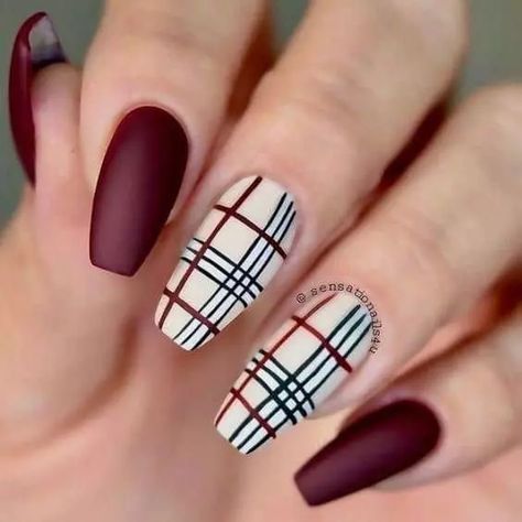 Nails For Fall, Thanksgiving Nail Designs, Coffin Nails Matte, Fall Nail Art Designs, Cute Nails For Fall, Plaid Nails, Fall Acrylic Nails, Thanksgiving Nails, Her Nails