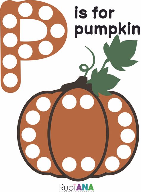 P Is For Pumpkin Craft, P Is For Pumpkin, Do A Dot Art, Motor Skill Activity, Abc Activities Preschool, Fall Preschool Activities, Dot Stickers, Dot Worksheets, Abc Activities