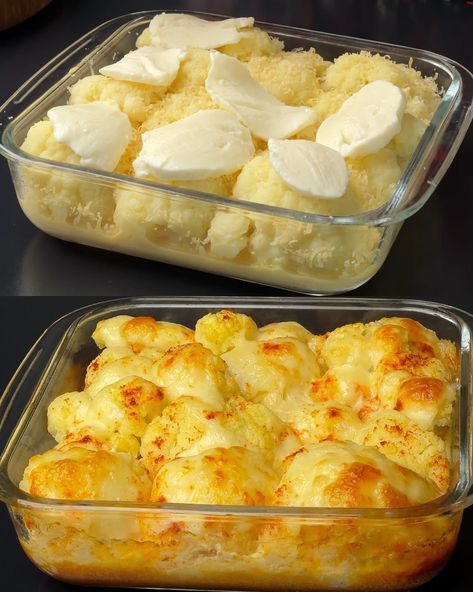 Easy and Cheesy Cauliflower with Garlic Butter Potatoes - Greenku Recipes Cheesy Garlic Cauliflower, Garlic Butter Potatoes, Cheesy Cauliflower Recipes, Easy Cheesy Cauliflower, Baked Cauliflower Recipe, How To Cook Cauliflower, Buttery Potatoes, Garlic Cauliflower, Butter Potatoes