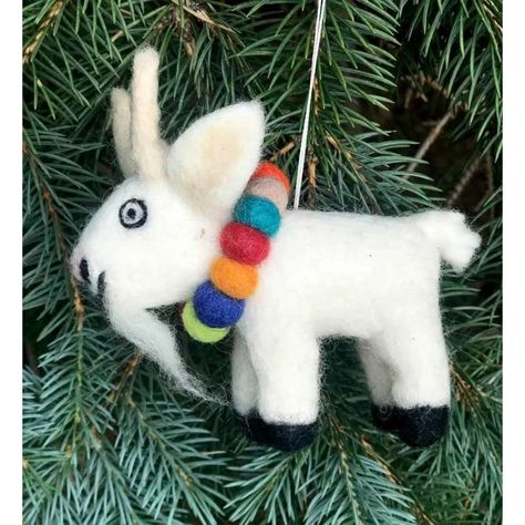 Fair Trade Ornaments Handmade by... - Lucia's World Emporium Goat Ornament, Billy Goat, Standard Of Living, Native American Heritage Month, Felting Ideas, Ball Garland, History For Kids, Christmas Handmade, Book Clothes