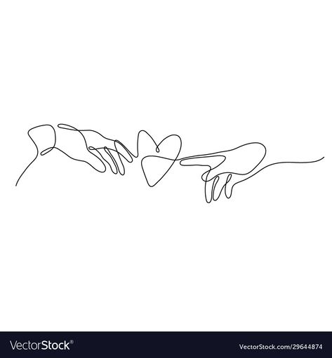 Couples Design Art, Hands Touching Tattoo Outline, One Line Hand Tattoo, Line Art Design Love, One Line Heart Tattoo, Hand Silhouette Art, Siluet Tattoo, Line Art Tattoos Couple, One Line Drawing Heart